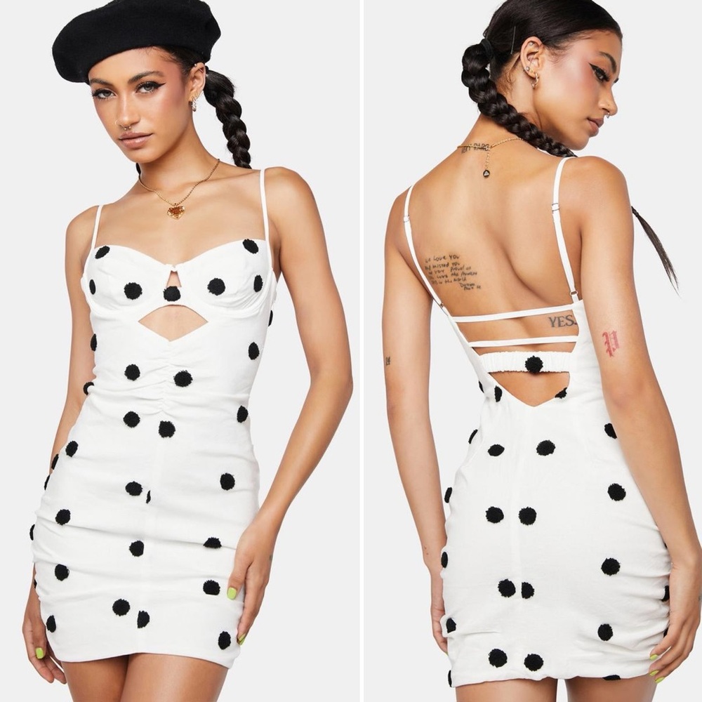 For Love & Lemons Abigail Mini Dress NWT Polka Dots